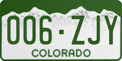 CO license plate 006ZJY
