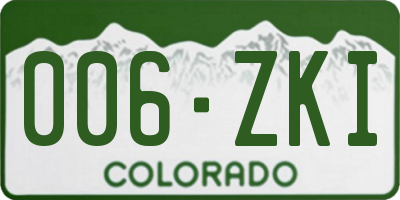 CO license plate 006ZKI