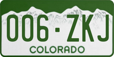 CO license plate 006ZKJ