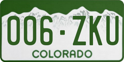 CO license plate 006ZKU