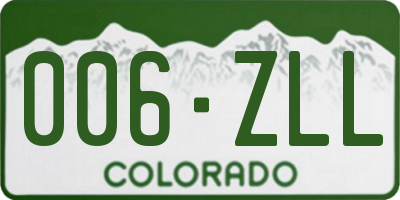 CO license plate 006ZLL