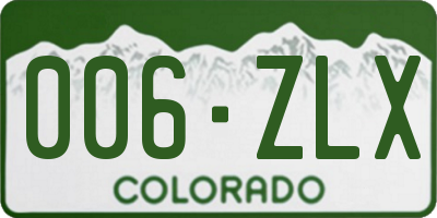 CO license plate 006ZLX