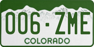 CO license plate 006ZME