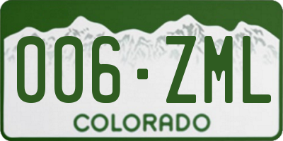 CO license plate 006ZML