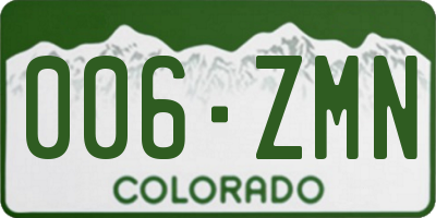 CO license plate 006ZMN