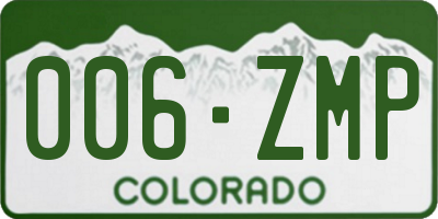 CO license plate 006ZMP