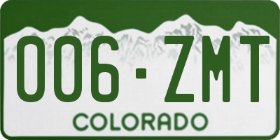 CO license plate 006ZMT