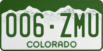 CO license plate 006ZMU