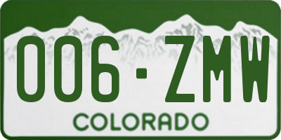 CO license plate 006ZMW