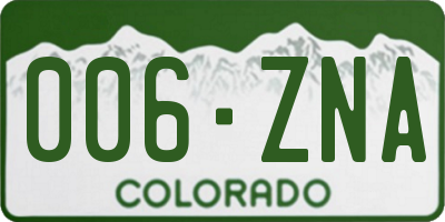 CO license plate 006ZNA