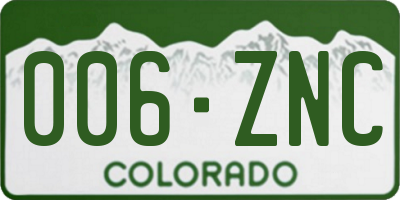 CO license plate 006ZNC