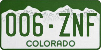 CO license plate 006ZNF