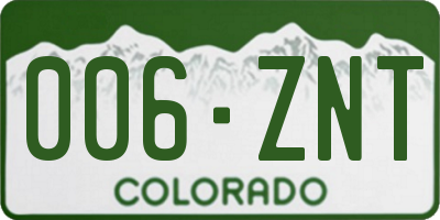 CO license plate 006ZNT