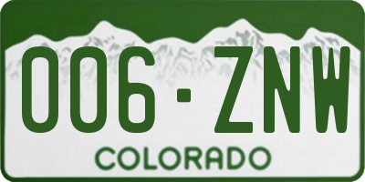 CO license plate 006ZNW
