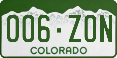 CO license plate 006ZON