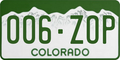CO license plate 006ZOP