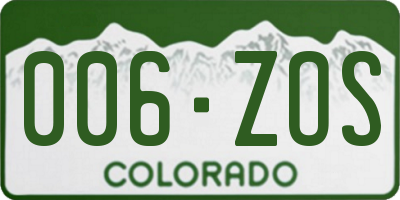 CO license plate 006ZOS