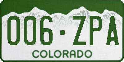 CO license plate 006ZPA