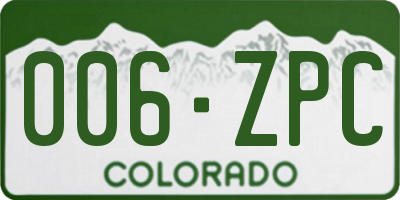 CO license plate 006ZPC