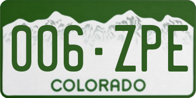 CO license plate 006ZPE
