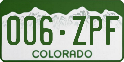 CO license plate 006ZPF