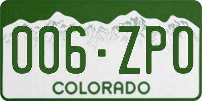 CO license plate 006ZPO