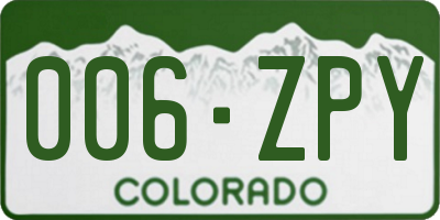 CO license plate 006ZPY