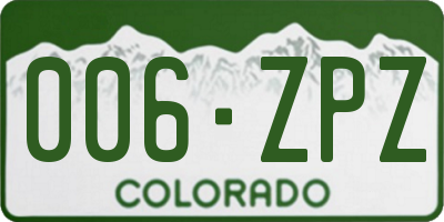CO license plate 006ZPZ