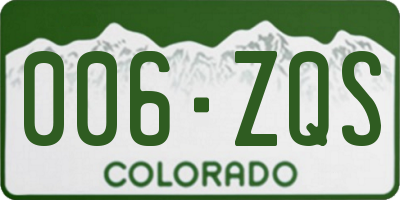 CO license plate 006ZQS