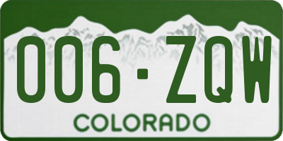 CO license plate 006ZQW
