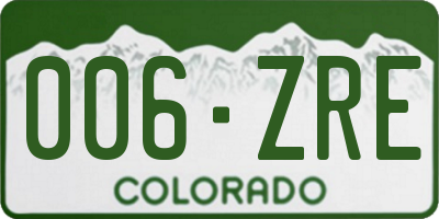 CO license plate 006ZRE