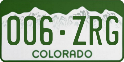 CO license plate 006ZRG