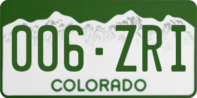 CO license plate 006ZRI