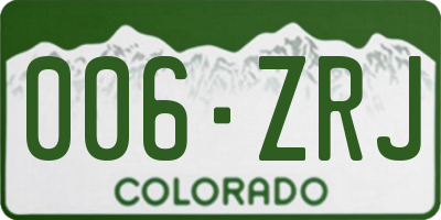 CO license plate 006ZRJ