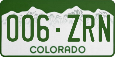 CO license plate 006ZRN