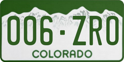CO license plate 006ZRO
