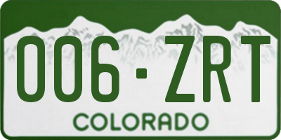 CO license plate 006ZRT
