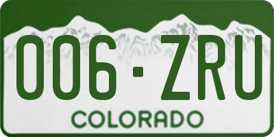 CO license plate 006ZRU