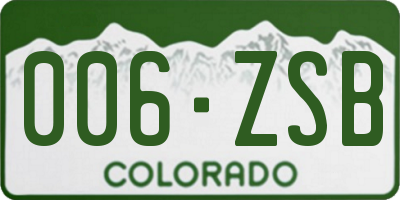 CO license plate 006ZSB