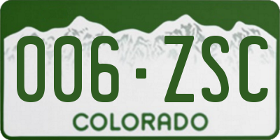 CO license plate 006ZSC