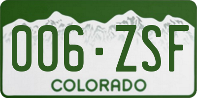 CO license plate 006ZSF