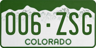 CO license plate 006ZSG