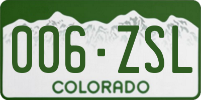 CO license plate 006ZSL