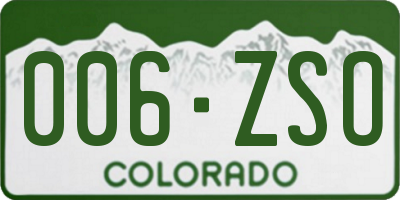 CO license plate 006ZSO