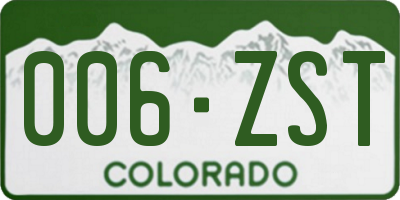 CO license plate 006ZST