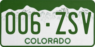 CO license plate 006ZSV