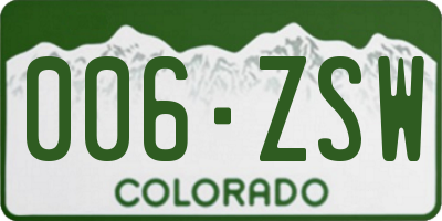 CO license plate 006ZSW