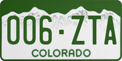 CO license plate 006ZTA