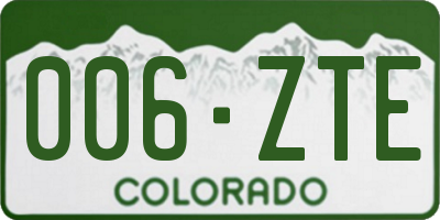 CO license plate 006ZTE