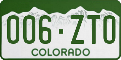 CO license plate 006ZTO